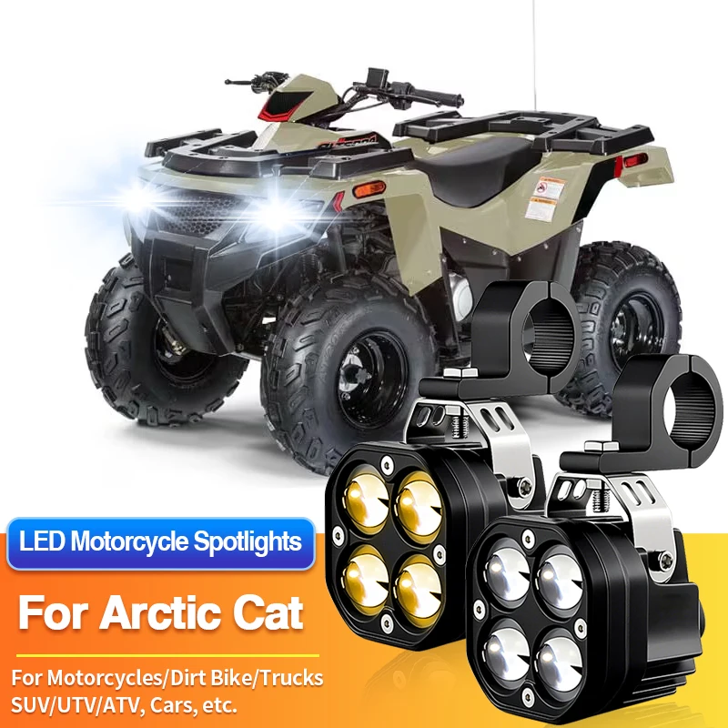 1 Set LED Universal Motorcycles Headlight Dual Color Fog Light UTV ATV Car for Arctic Cat Alterra 90/300/450/600/Blast LT 4000
