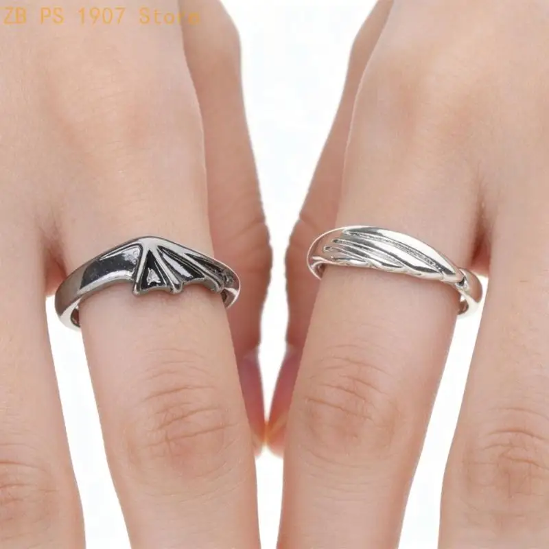 2Pieces Adjustable Black White Couple Rings Promise Rings for Friendship Lover 55KA