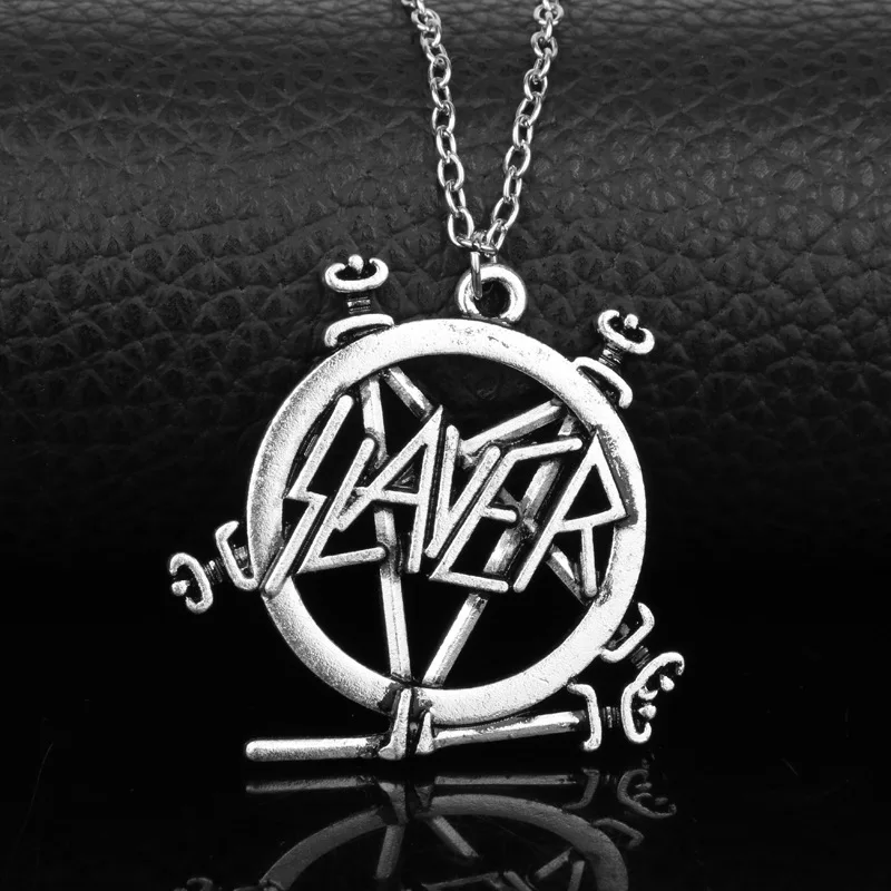 

Модный металлический кулон с логотипом Slayer, ожерелье в стиле панк-рок, готическая сексуальная певица, музыкальная подвеска, ссылка для женщин, мужчин, фанатов, подарки