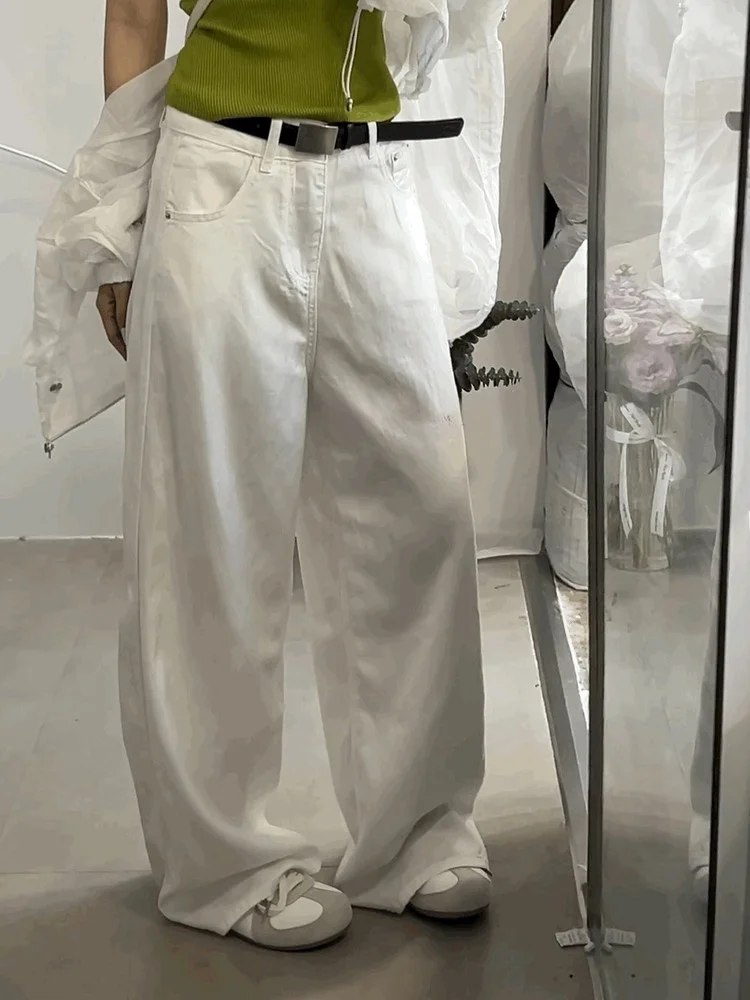 

High Waist Wide Leg Jeans Women's Casual Trousers Dongda Gate Early Spring New Sle Slimming White Denim Knife Long Pants