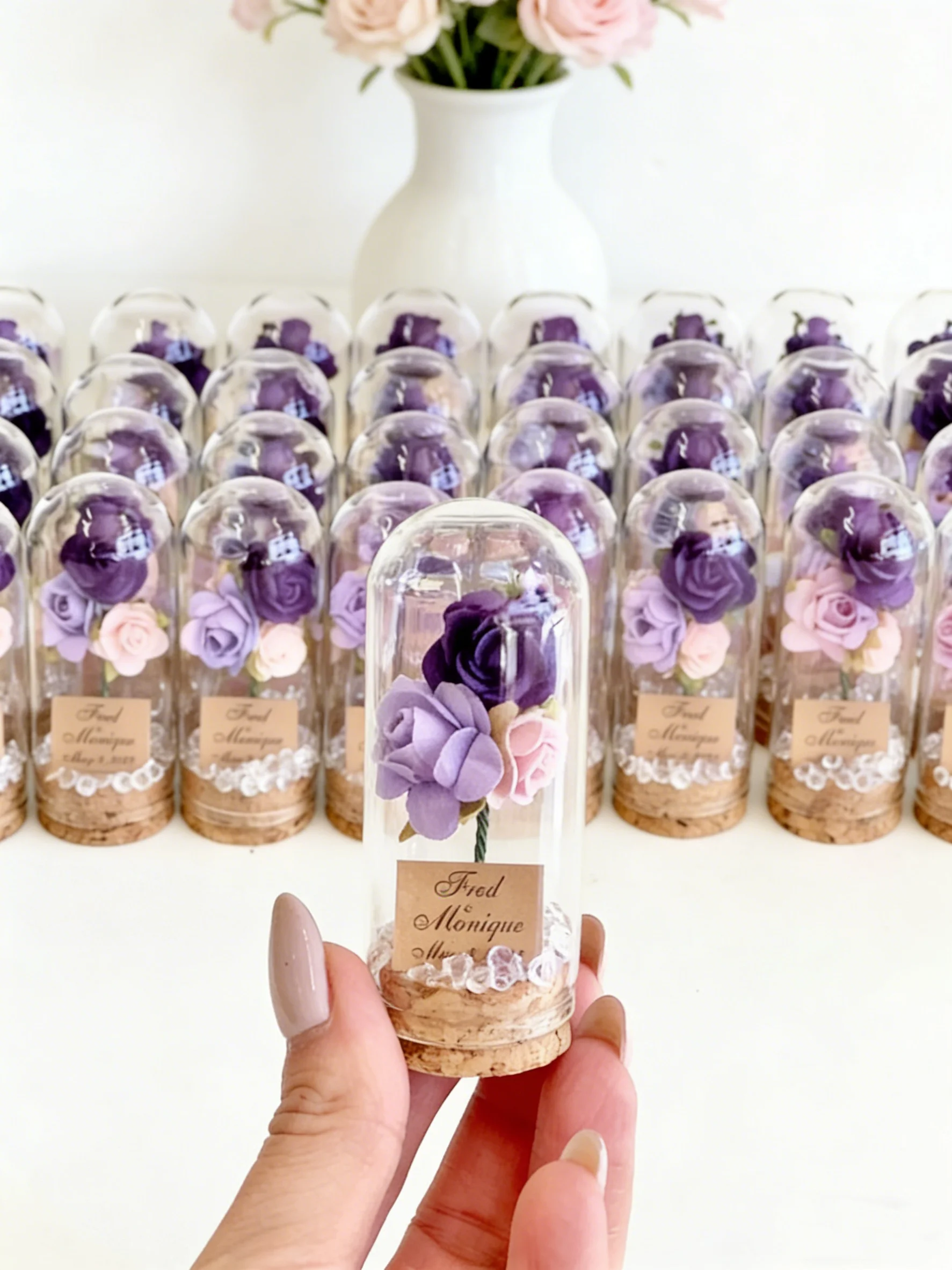 

Elegant Blue Wedding Favors, Personalized Rose Dome Bridal Party Gift