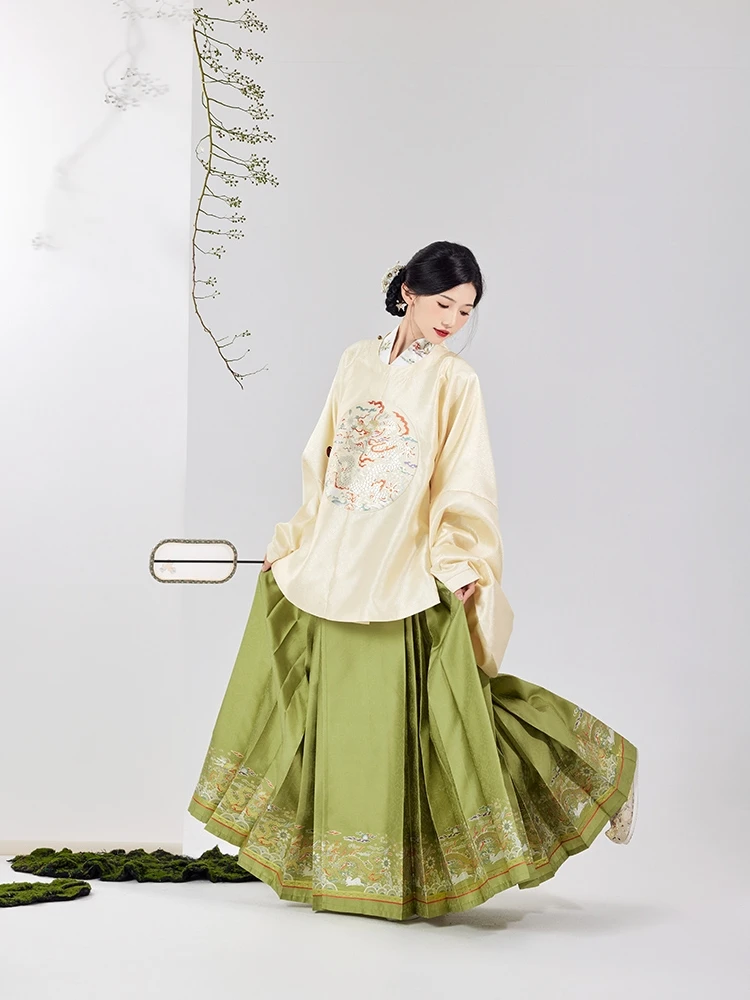 

Пальто-ханьфу с нашивкой в виде дракона Туаньтуань, осенне-зимнее, с юбкой-хвостом, традиционная китайская одежда для женщин