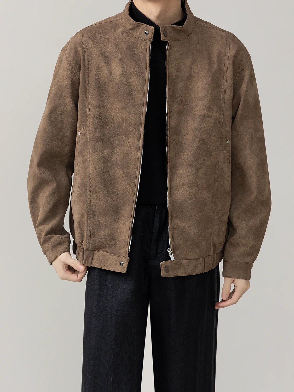 

Мужская куртка из искусственной кожи в американском стиле, новая весенняя модная свободная повседневная куртка с воротником-стойкой, мотоциклетная куртка на молнии с длинными рукавами