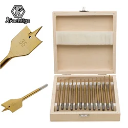 Woodworking Power Tool Accessories 13Pcs Titanium Coating Wood Boring Bits Flat Spade Drill Bit Set