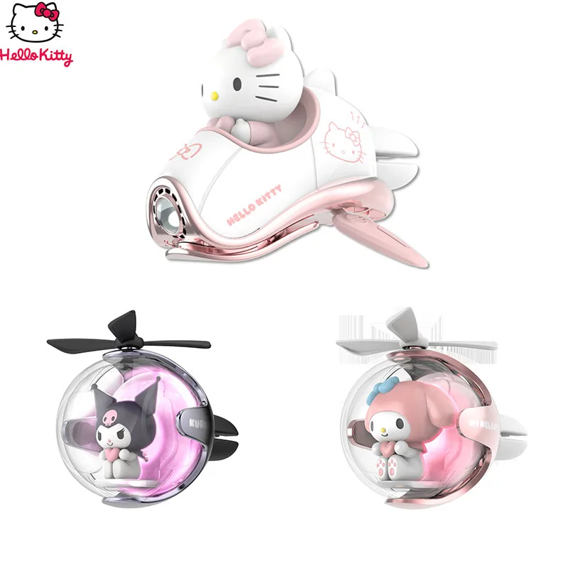 

Kawaii Hellokitty Kuromi My Melody Cartoon Ambient Light Air Outlet Car Perfume Propeller Fragrance Ornaments Gift