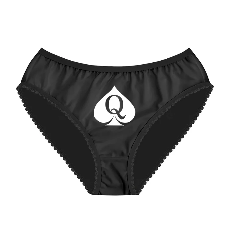 Queen of Spades Sexy Lace Underwear for Women Cute Black Lace Briefs Female Comfortable Breathable Lingerie Temptation Intimate