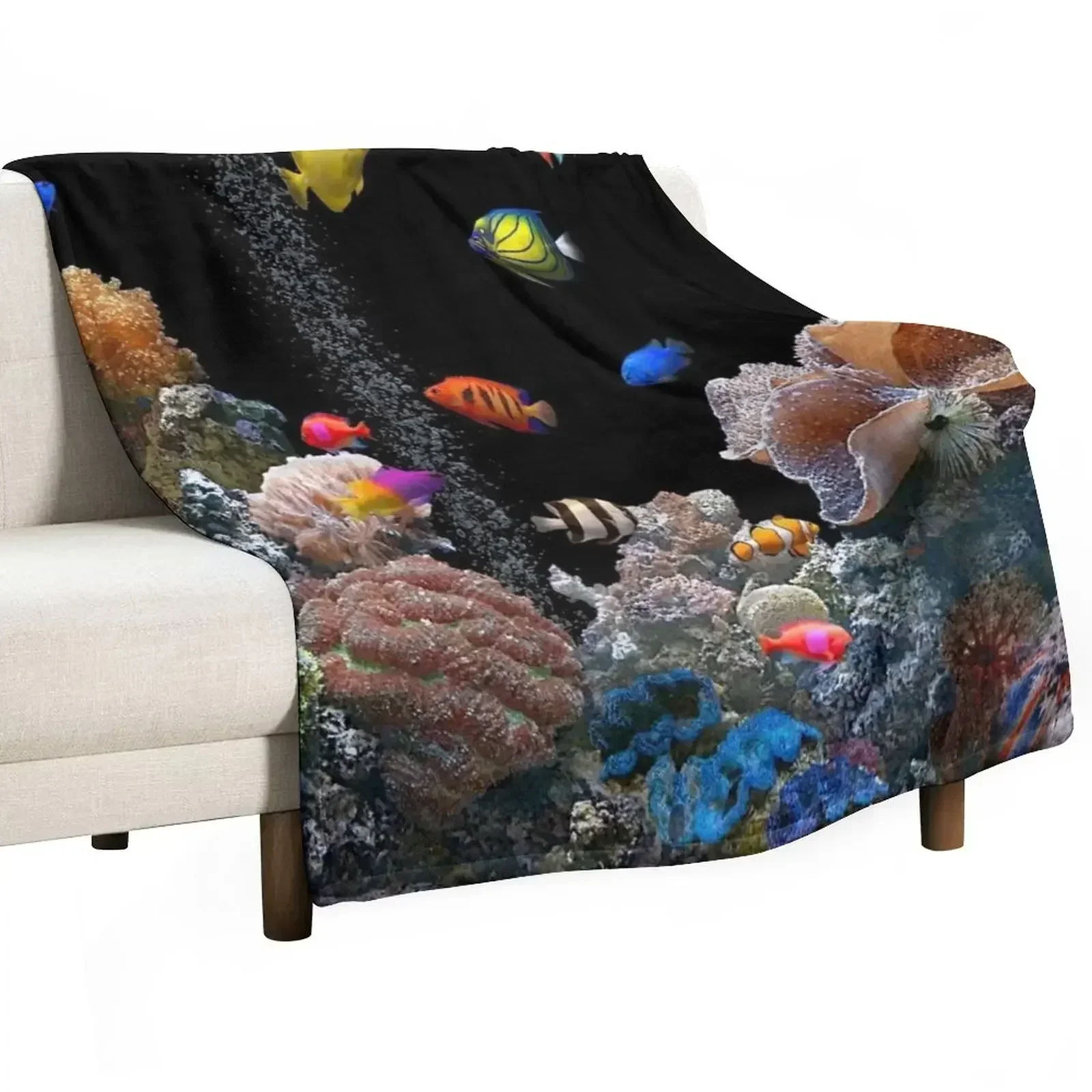 

Tropical fish Throw Blanket funny gift Flannel Fabric Luxury Designer sofa bed Blankets