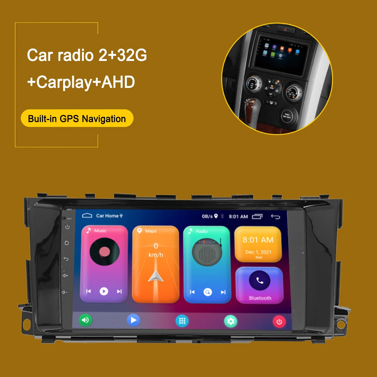 1280*800 CarPlay 9-Inch Car Radio 2+32G+Carplay+AHD Is Suitable For 15-2017 Nissan Altima Android 13.0