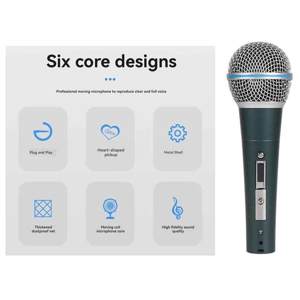 

Металлический динамический микрофон ABZW, проводной микрофон для караоке, пения, свадеб, выступлений диджеев