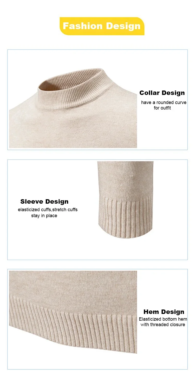 Herbst männer Hälfte Rollkragenpullover Einfarbig Grundlegenden Stil Casual Mode Strickwaren Slim Fit Hohe Elastische Männliche Warme Pullover – Detail 5