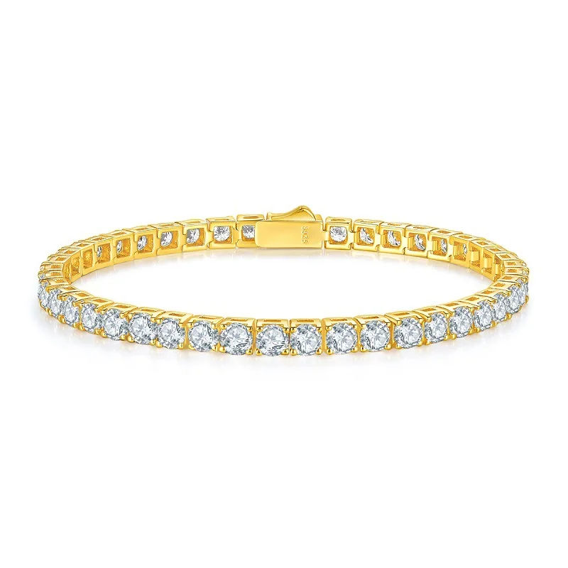 3mm Moissanite Tennis Bracelet Original S925 Sterling Silver Plated K Gold with GRA Bracelets for Women