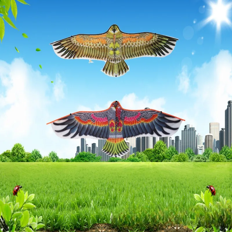 Flying Hawk Kite Bird Eagle 1.1m Flat Eagle Kites with Golden Eagle Kite Games Fun Educational Kid Toys Outdoor Supplies