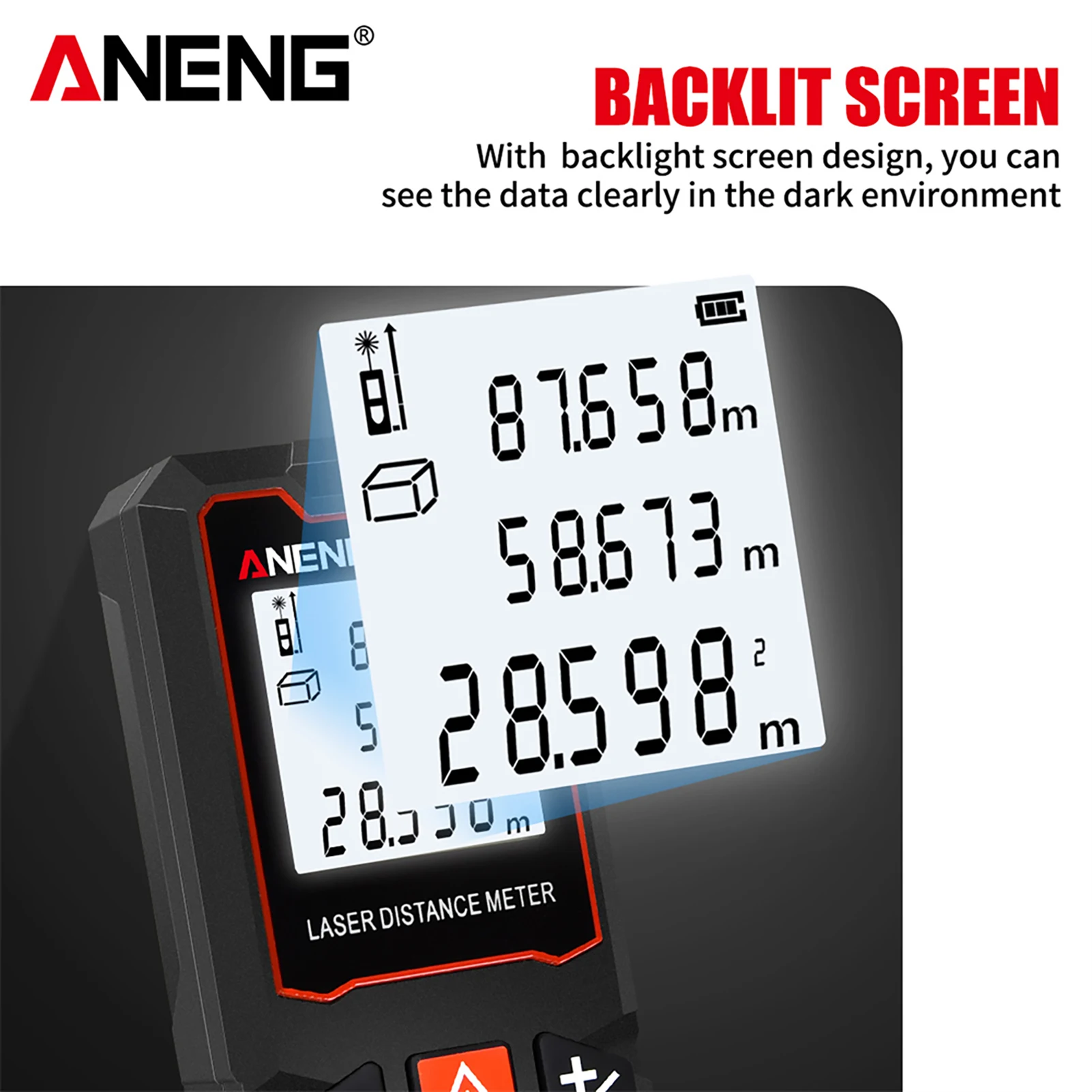ANENG B60 مقياس مسافات الليزر يده مقياس مسافات صغير متعدد الوظائف الليزر المدى مكتشف 40-100 متر أدوات قياس المدى