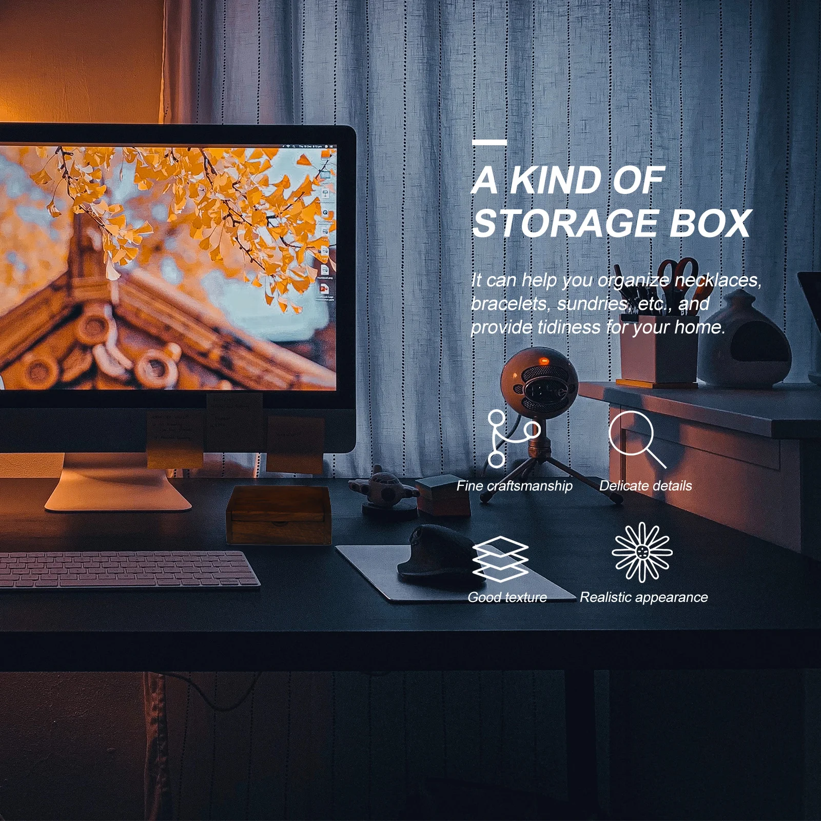 กล่องใส่บัตรไม้ 1 ชิ้น กล่องเก็บของ กล่องใส่เครื่องประดับ กล่องจัดระเบียบบนโต๊ะทำงาน กล่องใส่ของจุกจิกขนาดเล็ก สำหรับบ้านและสำนักงาน