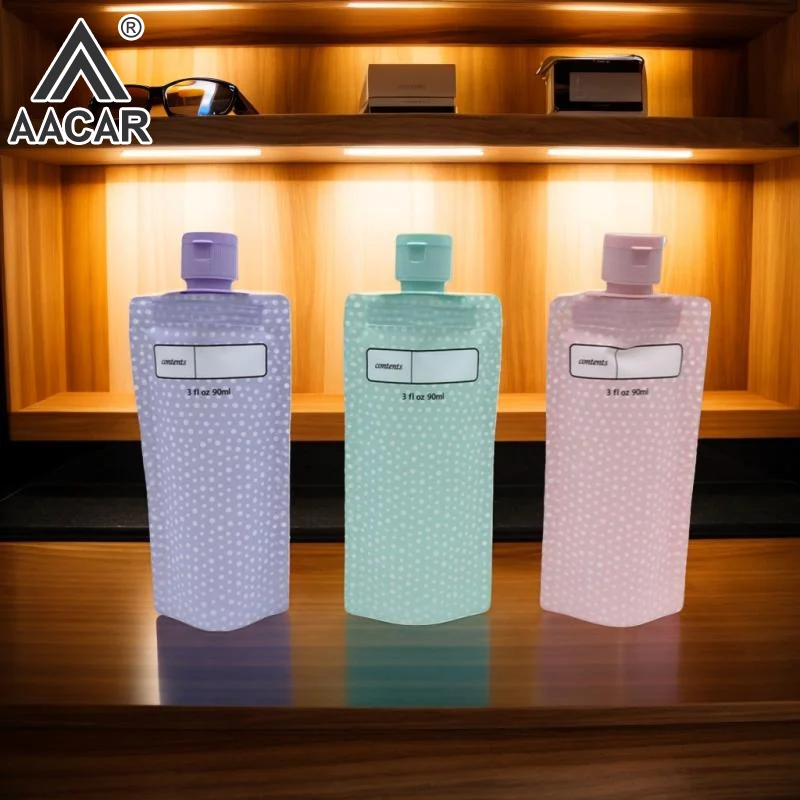 

3/6 шт., 90 мл, дорожные пустые пакеты для дозирования лосьона, многоразовые герметичные пакеты для жидкости, бутылки для хранения шампуня и косметики