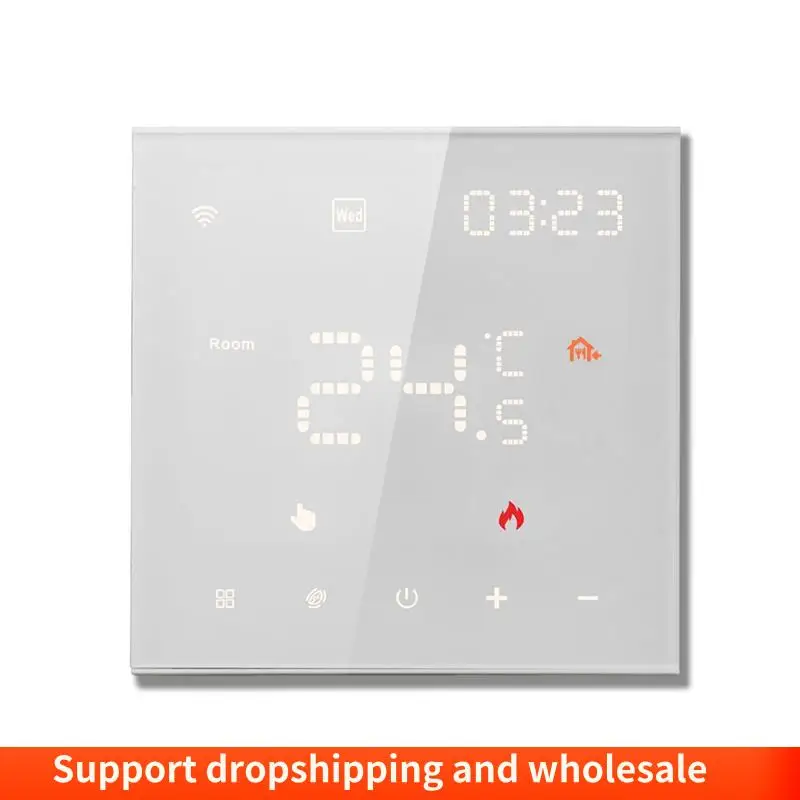 AA86 Tuya Wifi Termostato Intelligente Termostato per Riscaldamento a Pavimento Smart Home Termostato Intelligente Controllo Vocale Schermo a Colori Led Bianco