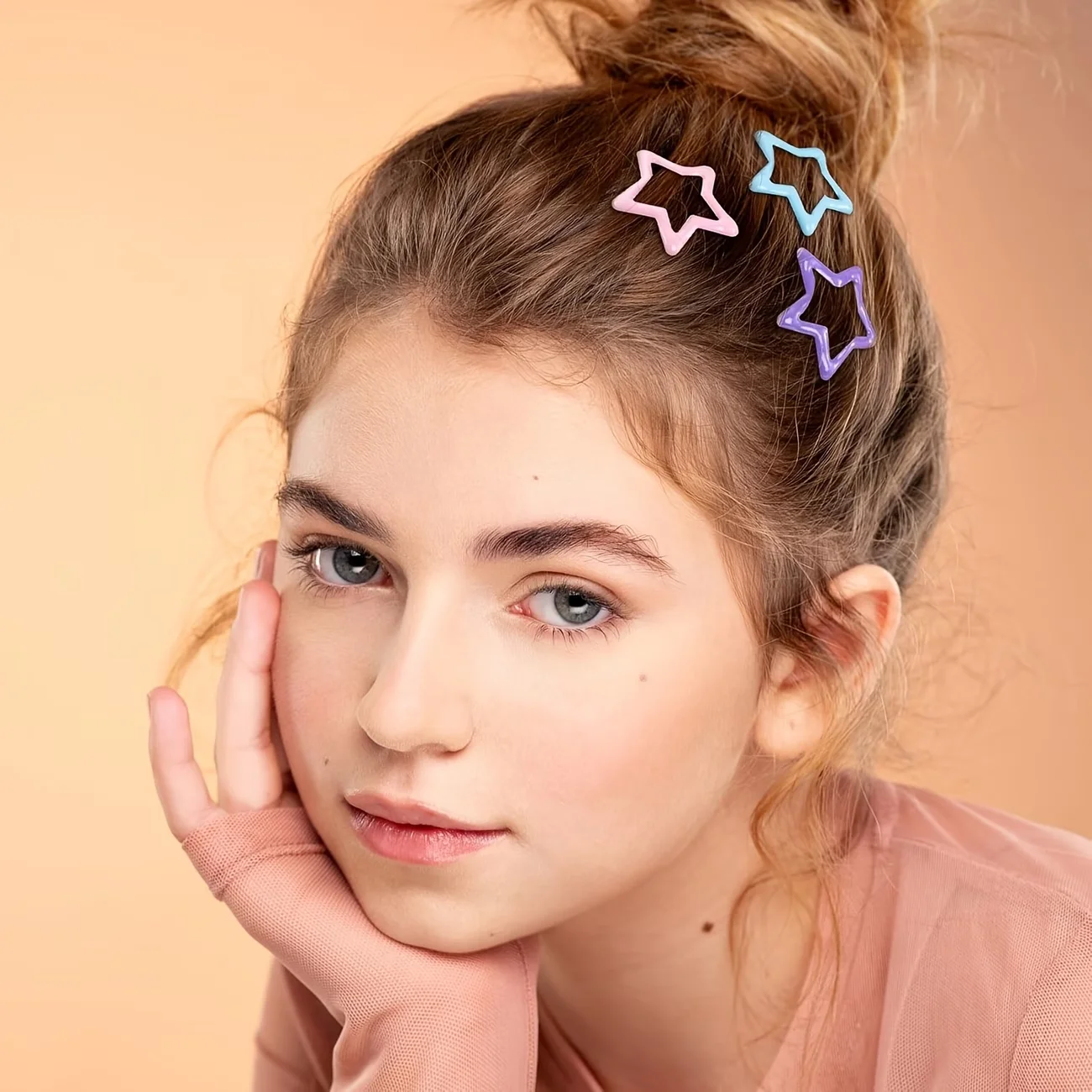 30/60pcs candy-colored star hair clips, adorable girl hair accessories, dopamine, random color，Y2K style, vacation, party, campu