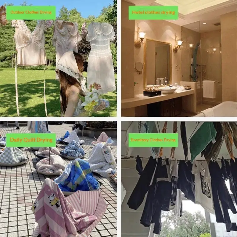 8M Retractable Outdoor Clothesline Waterproof Tear Resistant Laundry Drying Rope for Travel Hotel Dorm Home Use
