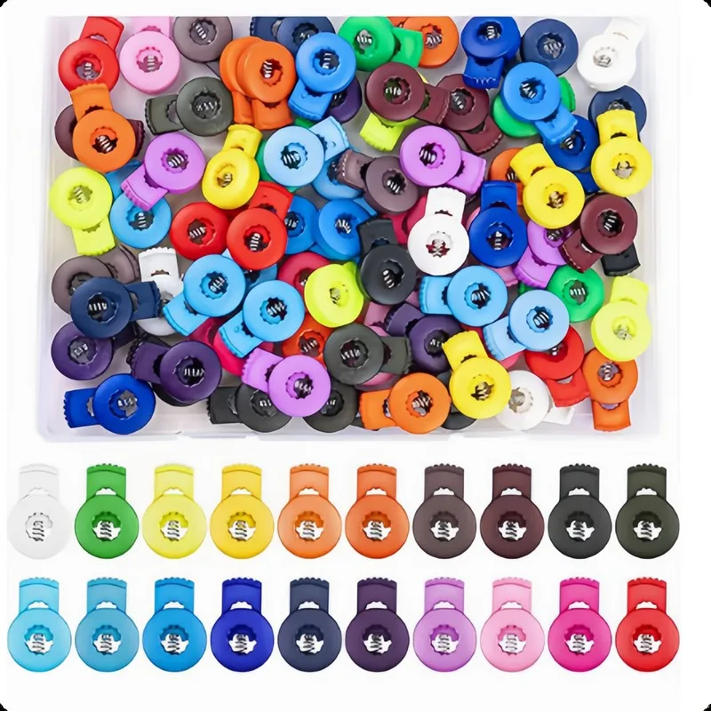 77 pcs Adjustable Toggle Clips, Easy One-Hand Sliding and Firm Cord Grip, ideal for Shoelace Stopper