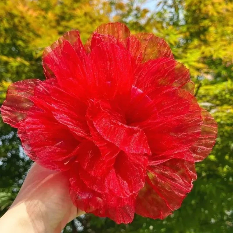

20cm Pleated Yarn Burnout Flower Camellias Brooch Women's Fresh Elegant Luxury Jewelry Pin Wedding Party Gift Corsage