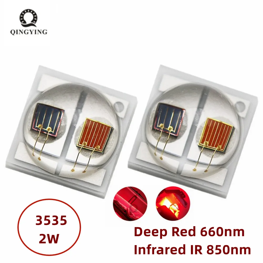New 3535 red light+infrared 2W two in one lamp bead 660+850nm beauty therapy ceramic 3535 lamp bead
