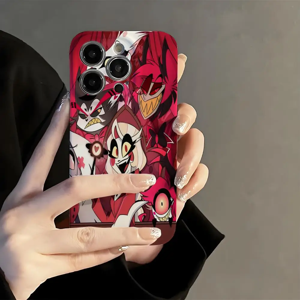 

H-Hazbin Hotel Retro Phone Case Film Korean INS for iPhone 16 15 14 13 12 11 Pro Max Plus Luxury Cover
