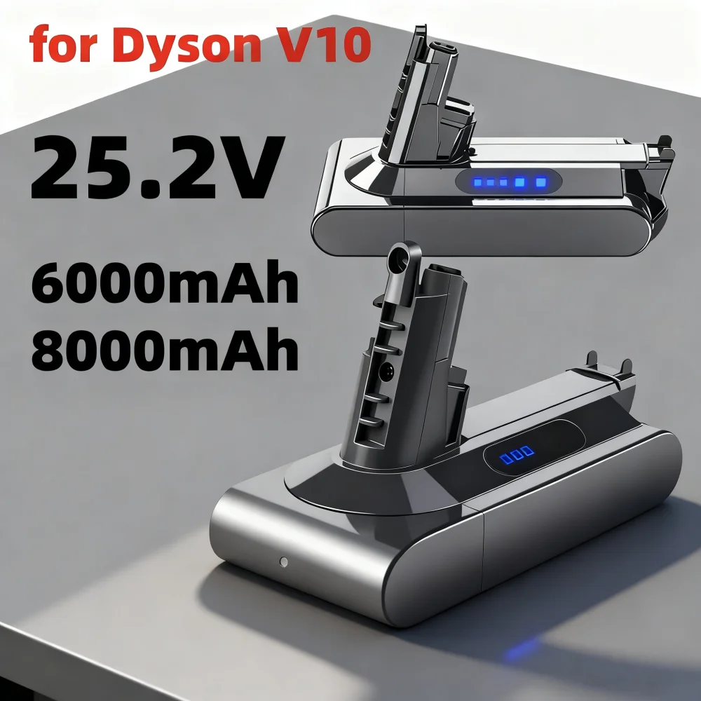 

Rechargeable Battery 25.2V 6000mAh/8000mAh for Dyson V10 SV12 Cyclone V10 Animal Absolute Motorhead Fluffy Vacuum Cleaner.