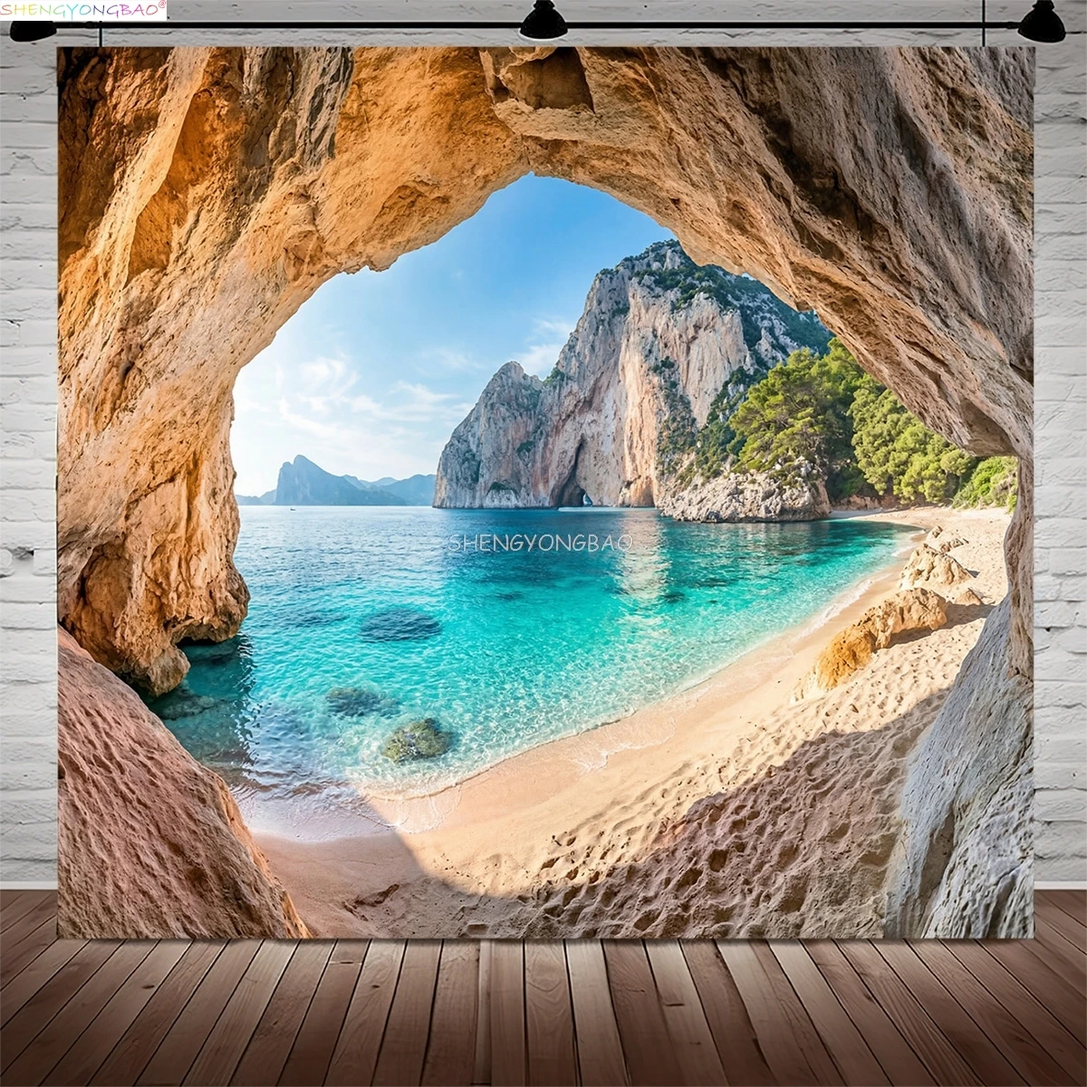 

Capri Island Scenery Background Turquoise Sea Colorful Flowers Rocky Cave Blue Ocean Navagio Beach Photography Backdrops SP-01