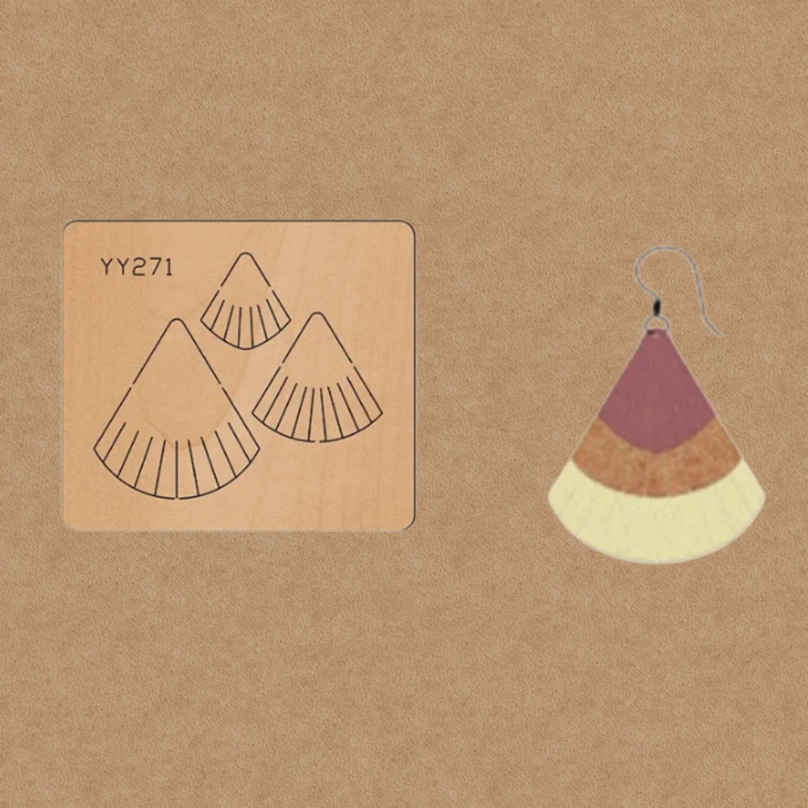 YY271 Tassel Earring Wooden Cutting Mold, Compatible with Most Manual Die Cut Machines