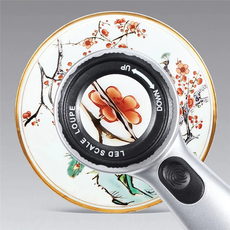 

AT21-Rechargeable Magnifying Glass Lighted Magnifying Glass For Seniors With 4 Light Modes With Graduated