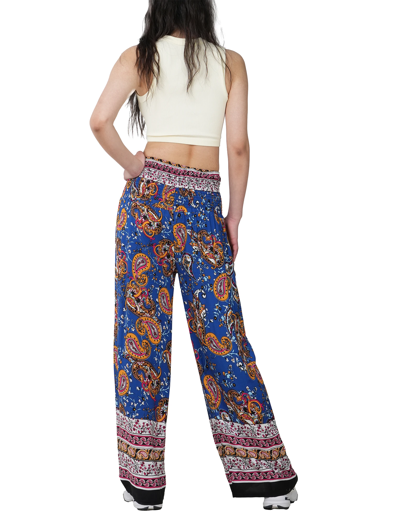 Women\'s Wide Leg Pants Loose Casual Comfortable Travel Ethnic Wear Bohemian Holiday Style