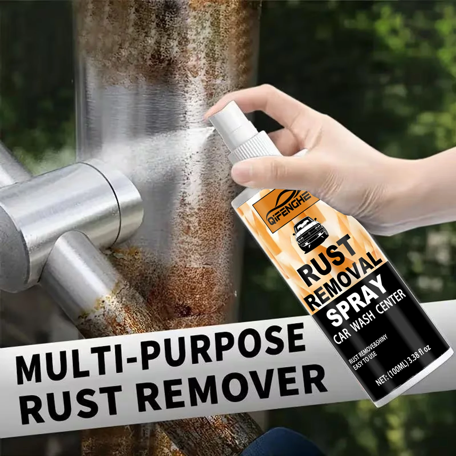 Rust Removal Spray Kit - Car Rust Remover &amp; Shine Restorer, Easy to Use, Auto Metal Surface Rust Cleaner, Car Detailing Accessor