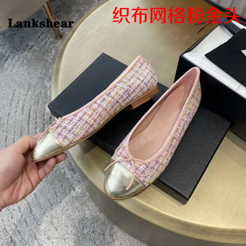 Bowknot Flat Round Toe Shallow Mouth Single Shoes New Leather Color Matching Women\'s Shoes Single Shoes Women\'s Ballet Shoes