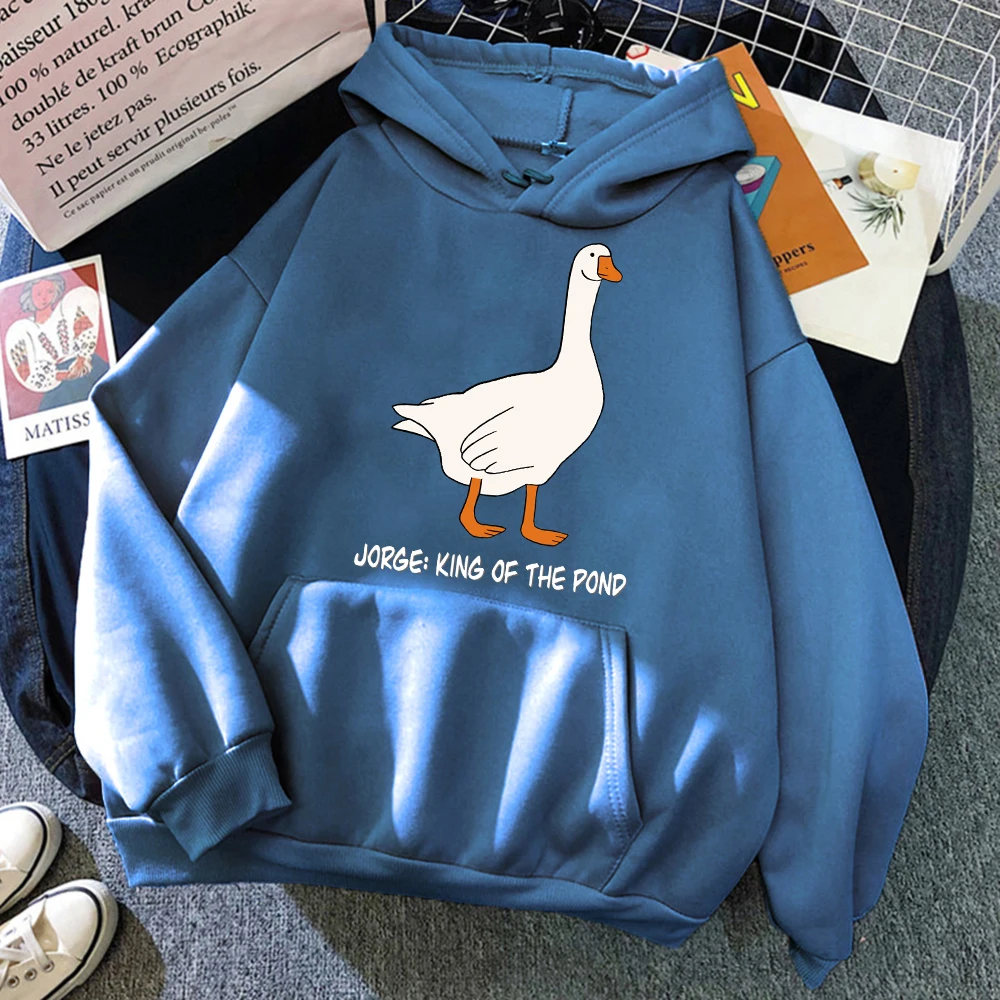 

Толстовка с принтом Jorge King Of The Pond, мужские флисовые теплые толстовки, осенняя модная одежда, свободные винтажные пуловеры унисекс
