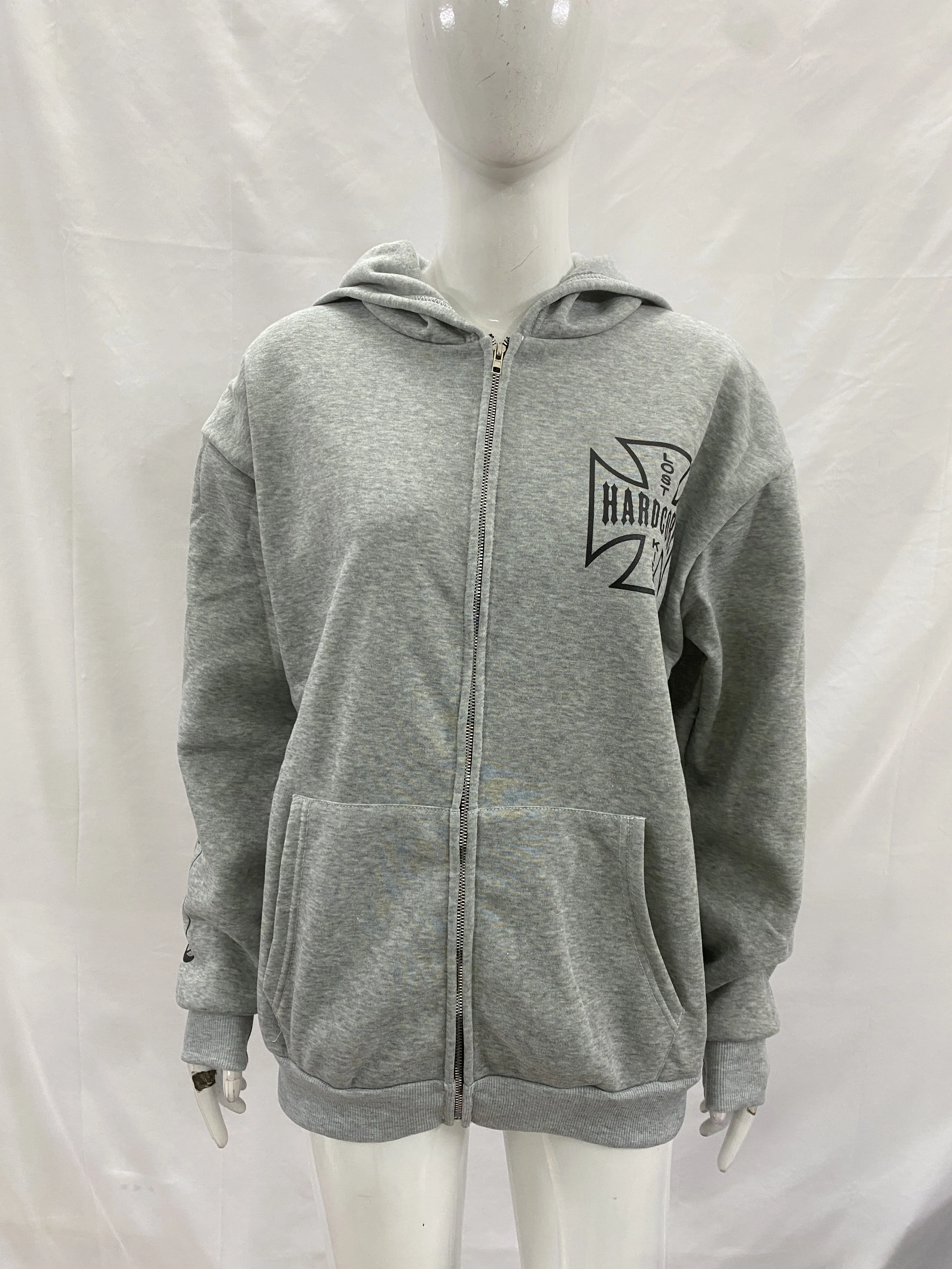 

Street trend retro versatile European and American cross-border autumn and winter hooded zipper top loose hoodie unisex