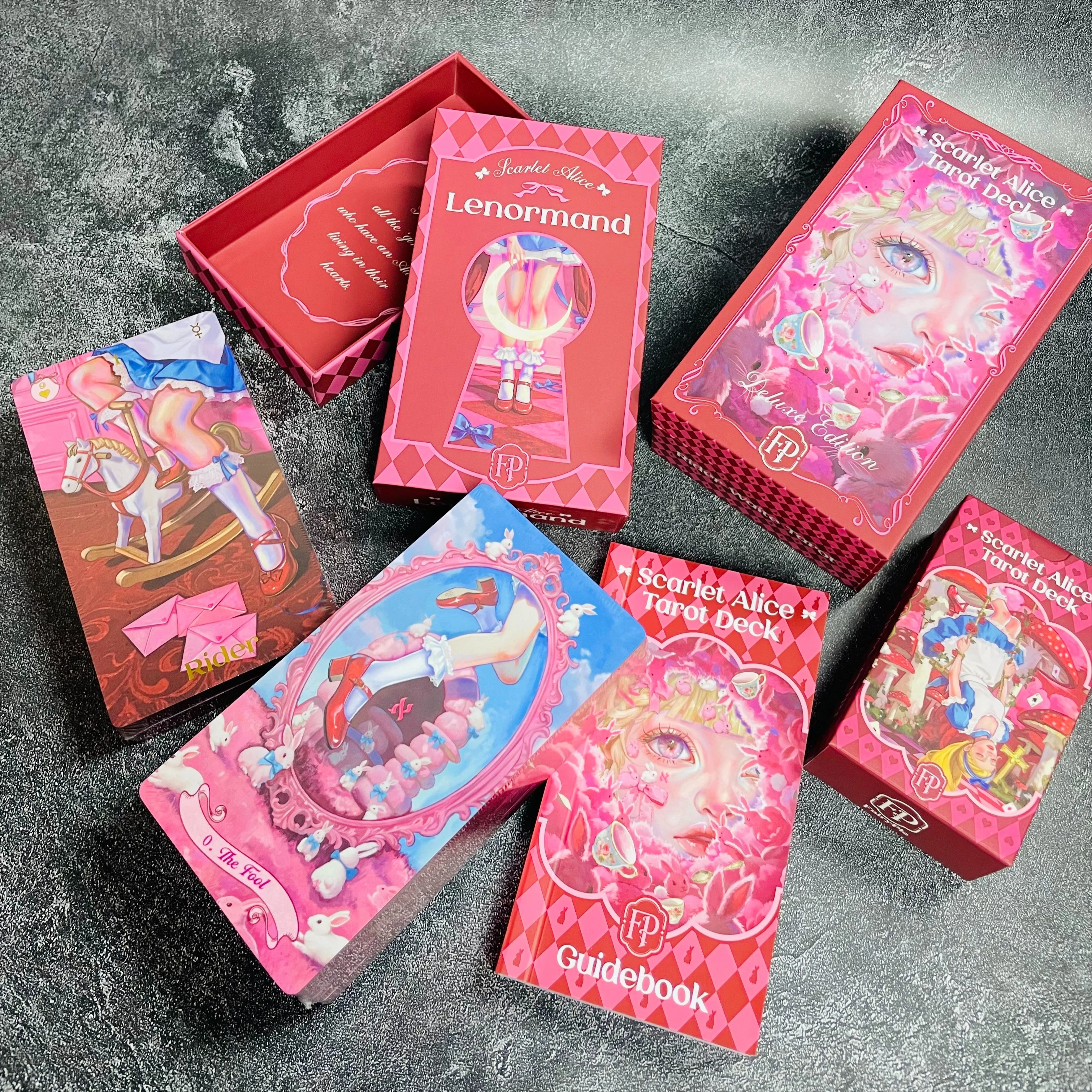 

2026 Collector Edition New Rider Waite Scarlet Alice Tarot Cards & Lenormand 36 Oracle Deck with Guidebook Beginners Divination