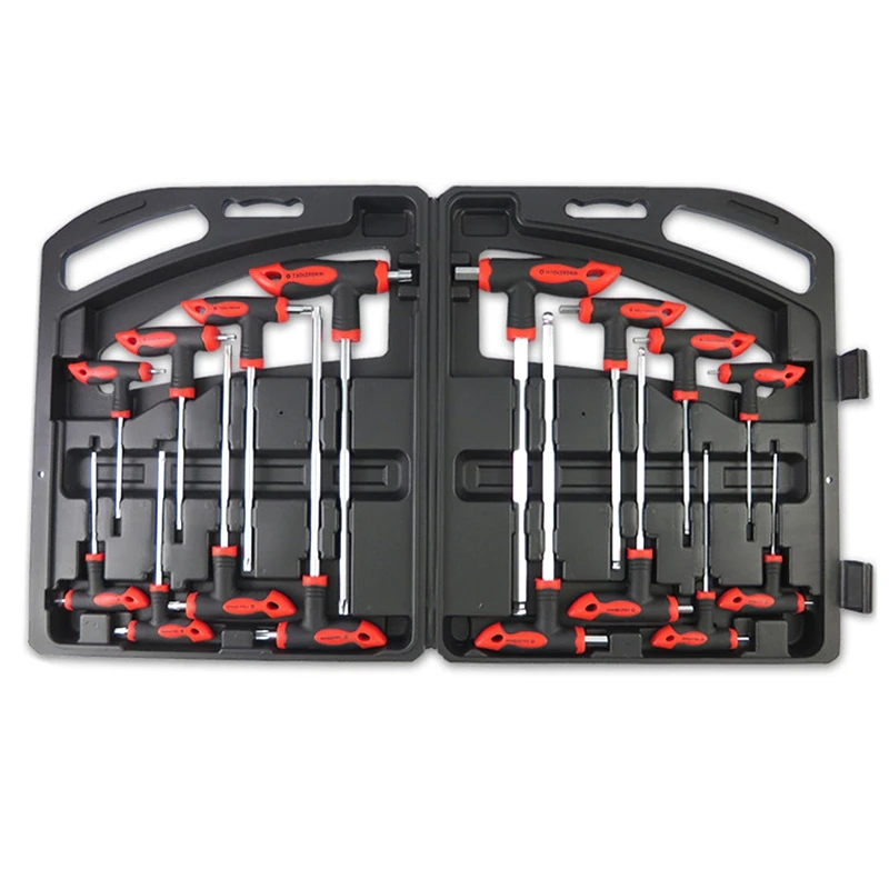 NEW-16 Pcs T-Handle Ball End Hex Key Wrench Set & T-Handle Star Wrench Set Repair Hand Tool Set