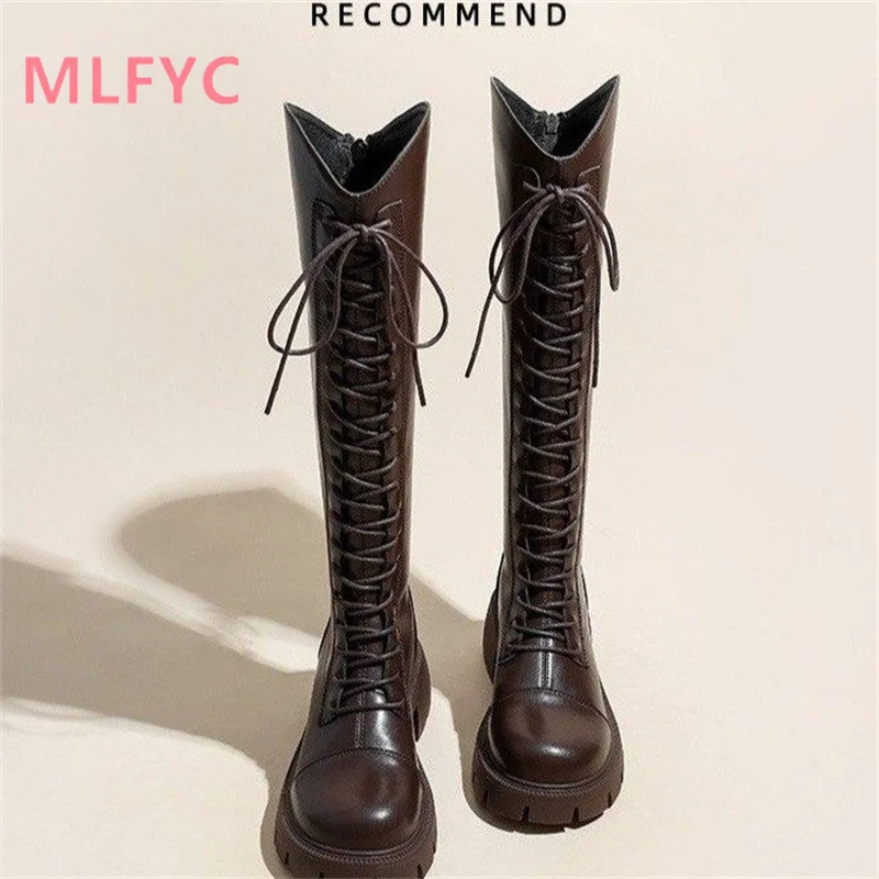 

Long boots for women in autumn and winter, with plush and slimming thick soles, V-necked high boots, long boots, knight boots