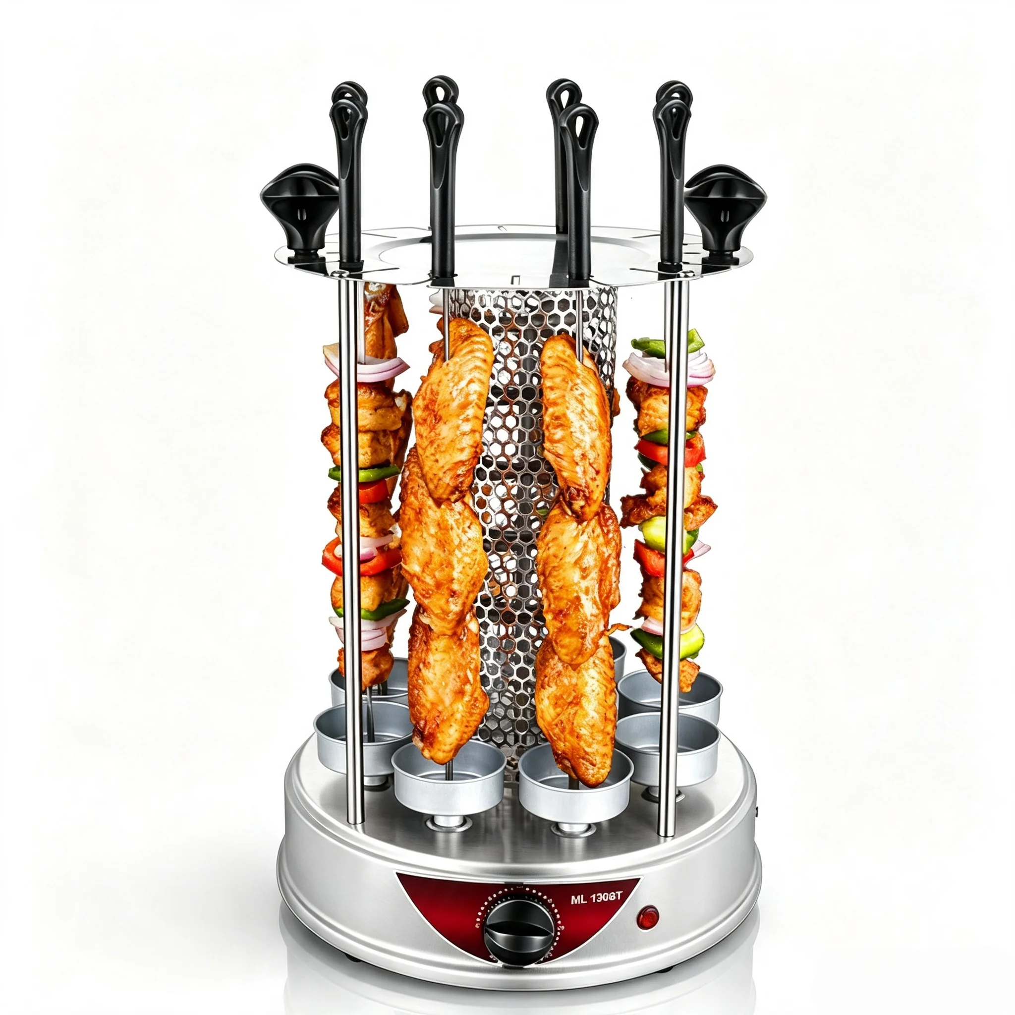 Electric Smokeless BBQ Grill with Automatic Rotating Skewer 6/8/10 Forks Home Barbecue Kebab Machine for Perfect Grilled Food