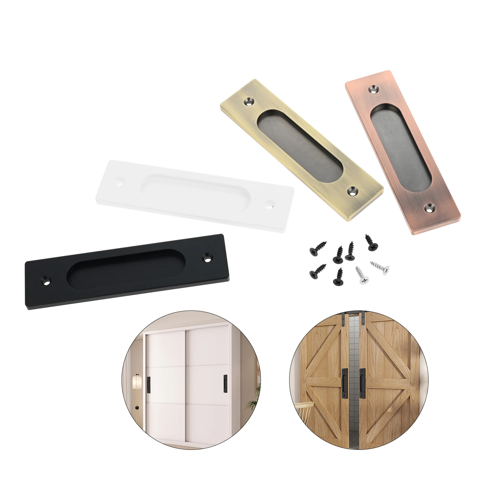 1pc Barn Door Handle w/screw Sliding Pull Wardrobe Cabinet Windows 150mm Length 120mm Hole Black White Green Bronze Easy Install