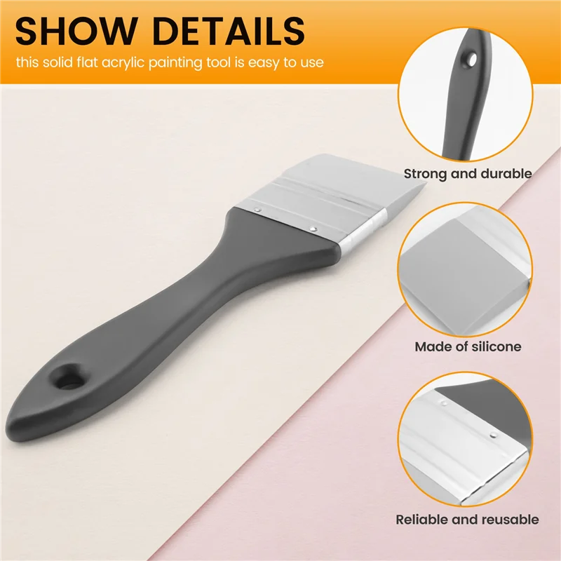 PORK-Силиконовая кисть для формирования цвета, широкая твердая плоская силиконовая кисть для рисования, гибкий инструмент для рисования на акриловой и водной основе