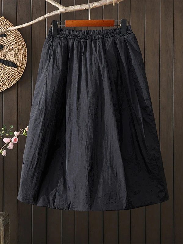 Falda larga de algodón Thiened para mujer, falda artística de talla grande, cálida, por debajo de la rodilla, acampanada, a la moda, Otoño Invierno