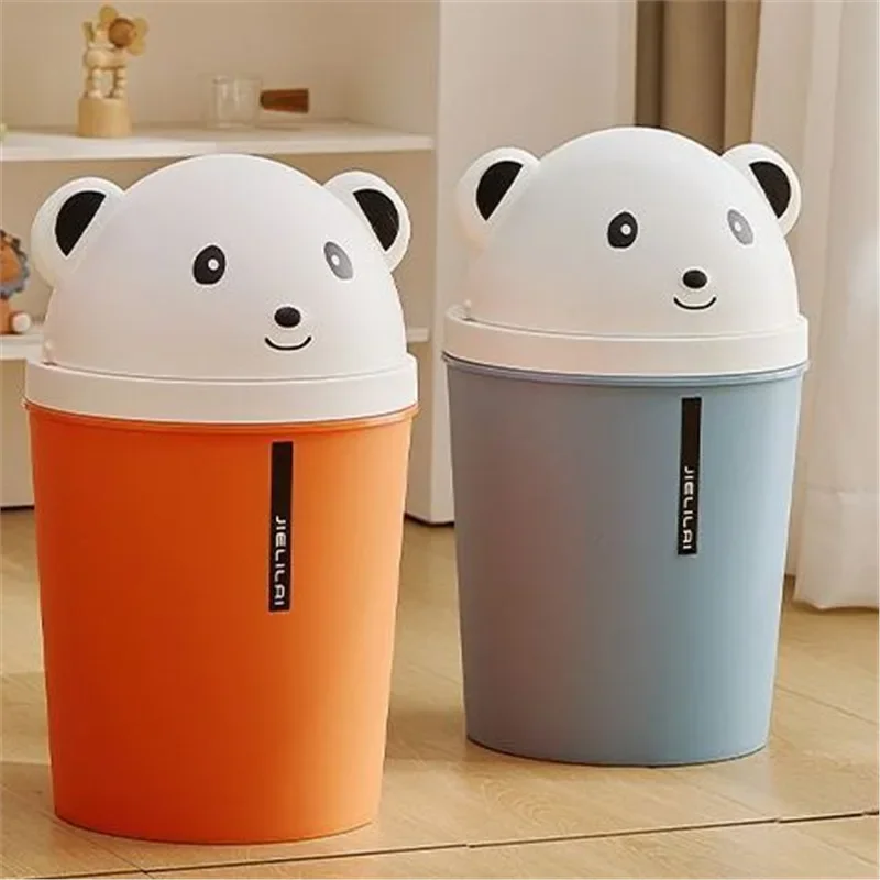 Cartoon red Panda trash can with lid clamshell cute living room kitchen bathroom bedroom large paper basket