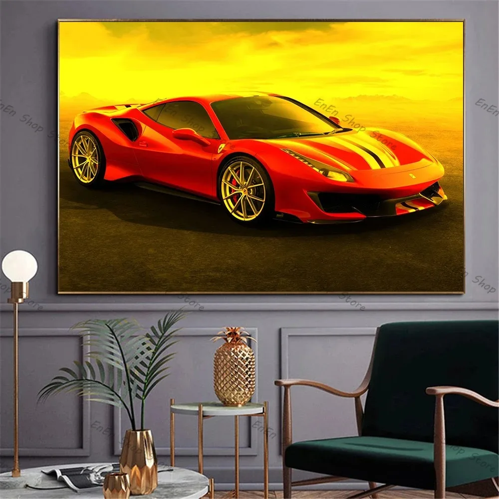 Red and Black Ferraris-F40 Luxury Car Posters and Prints Canvas Painting Wall Art Pictures Modern Office Living Room Home Decor