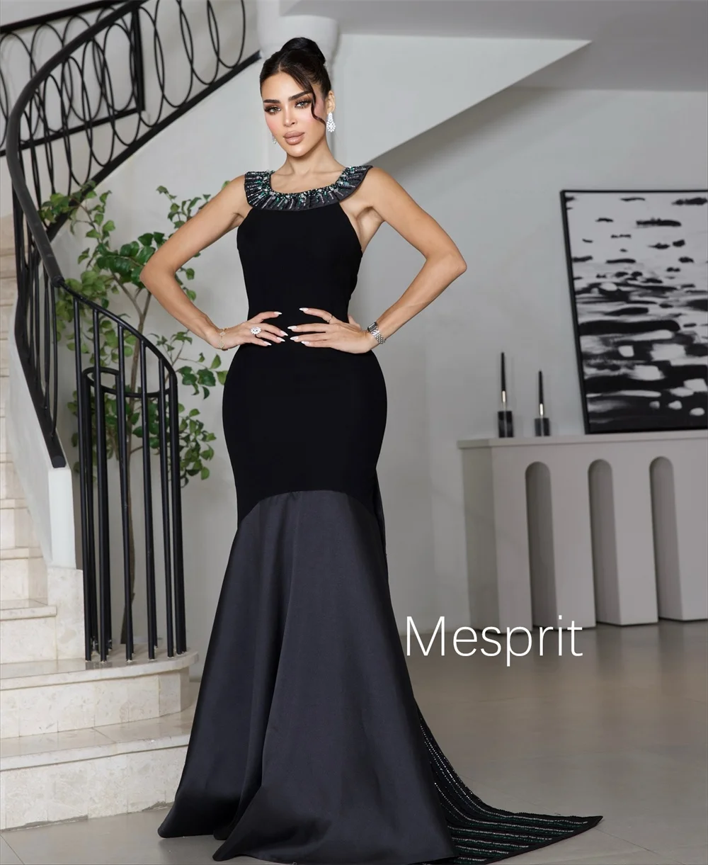 Maßgeschneiderte lange Kleider aus Pastrol-Jersey mit Faltenmuster und Pailletten, Meerjungfrau, U-Ausschnitt, maßgeschneiderte Anlässe, Abendmode