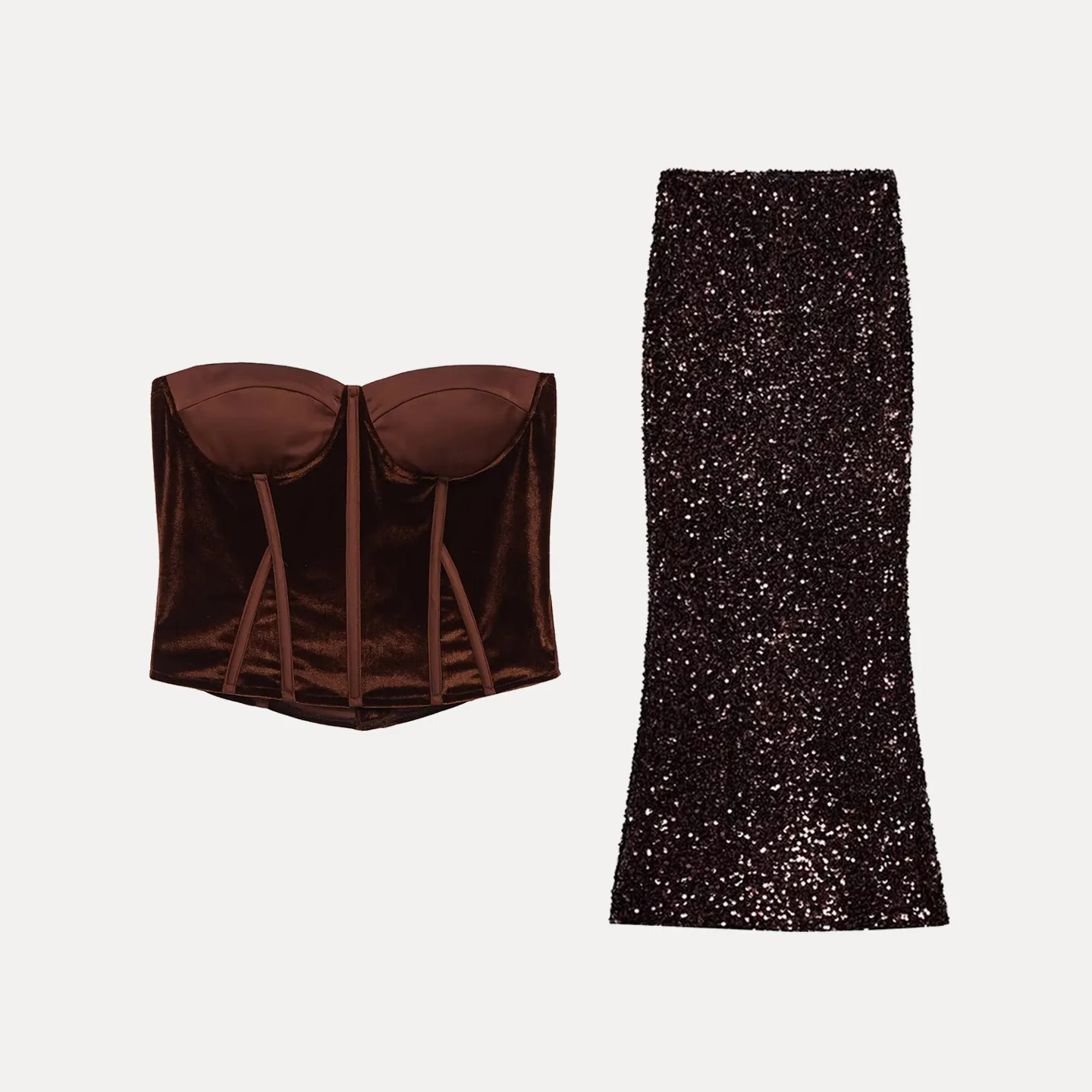 

Ele Winter 2025 Women's Faion Set High Waist Long Skirt Bodice Top Ensemble Chinese Brand Z Sli Ensemble