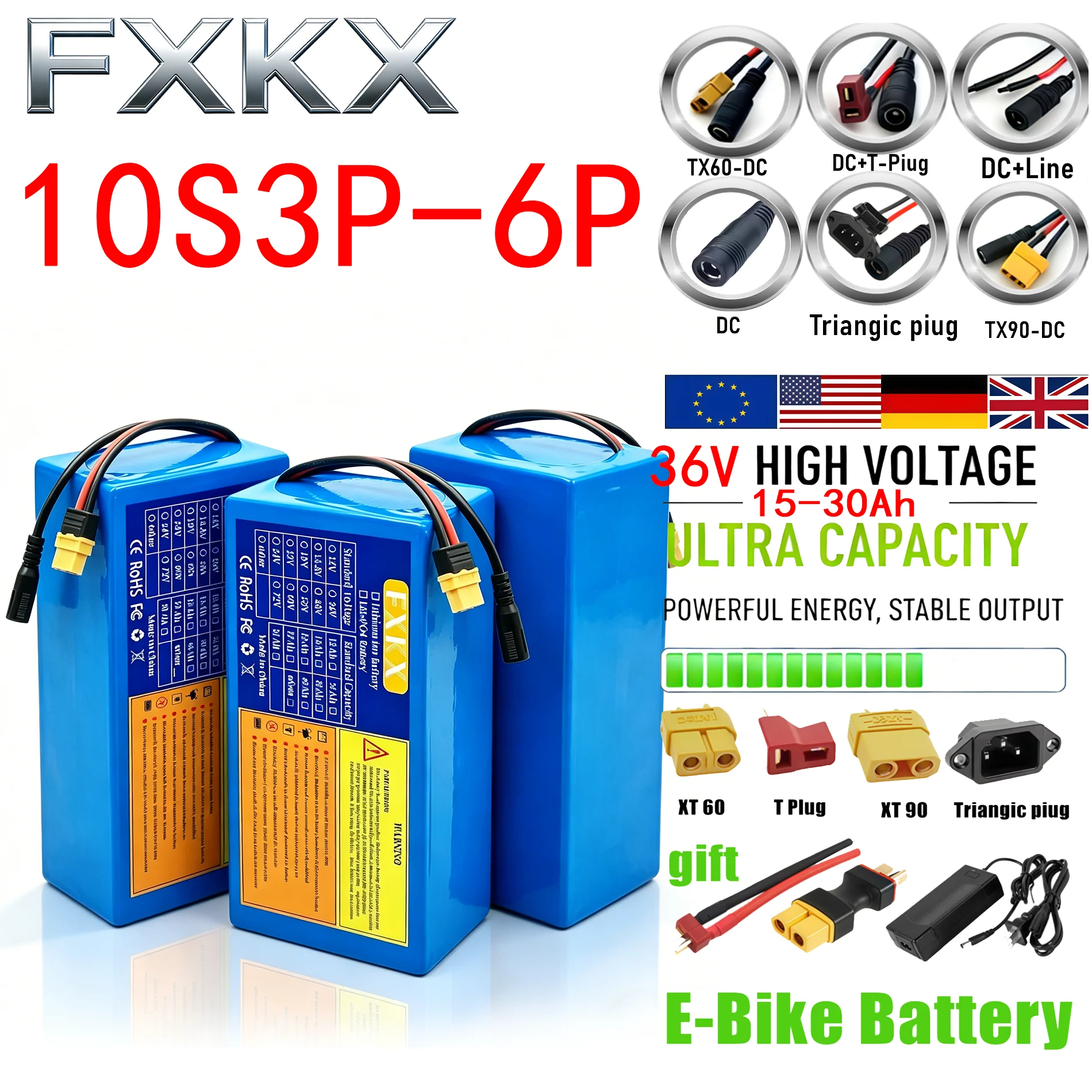 

New 36V 15Ah 20Ah 25Ah 30Ah 10S4P 10S5P Lithium battery pack 2000W High Power For Electric motorcycle scooter With BMS