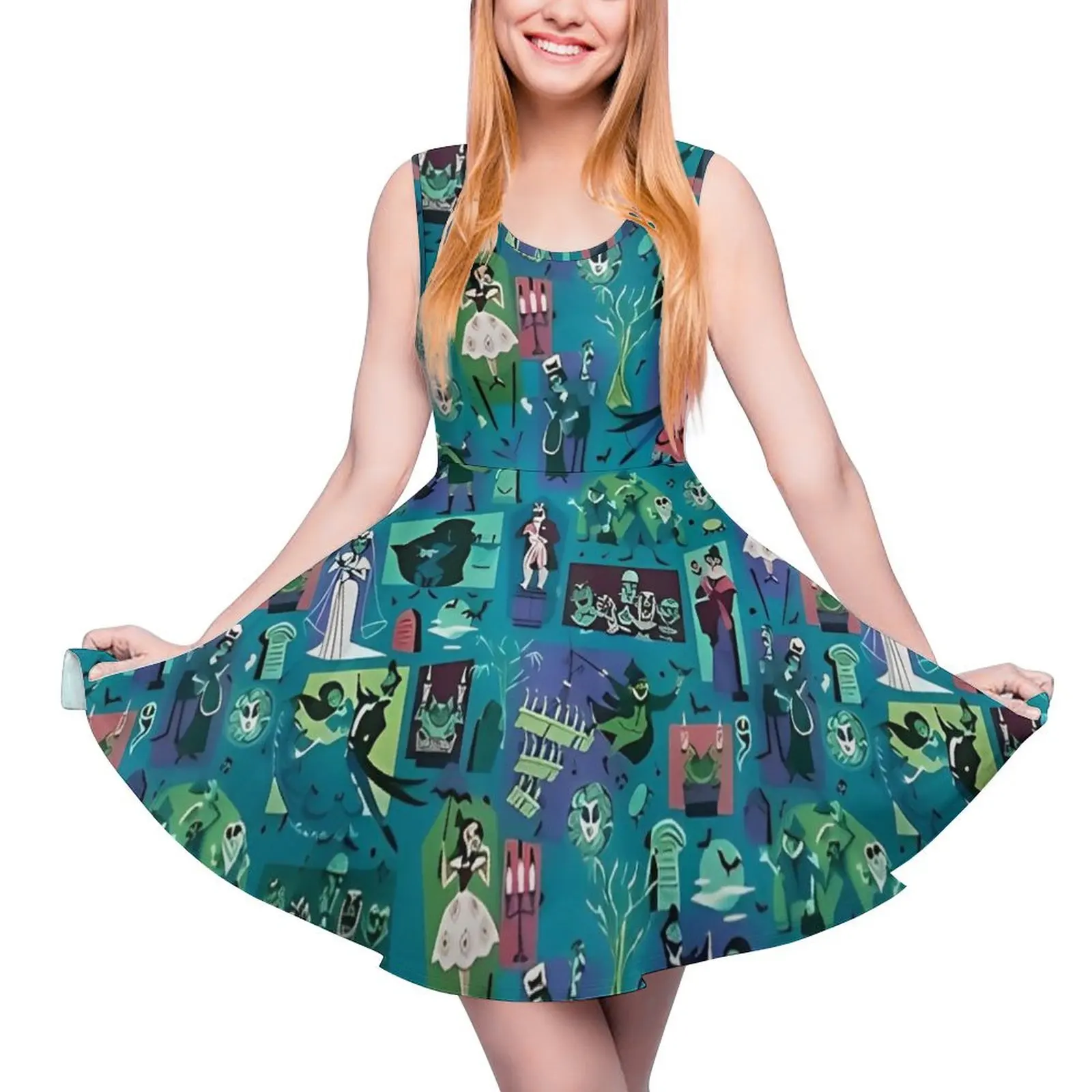 New Haunted Mansion Dress Halloween Sexy Dresses Sleeveless Street Fashion Oversize Skate Dress Women Design Clothes