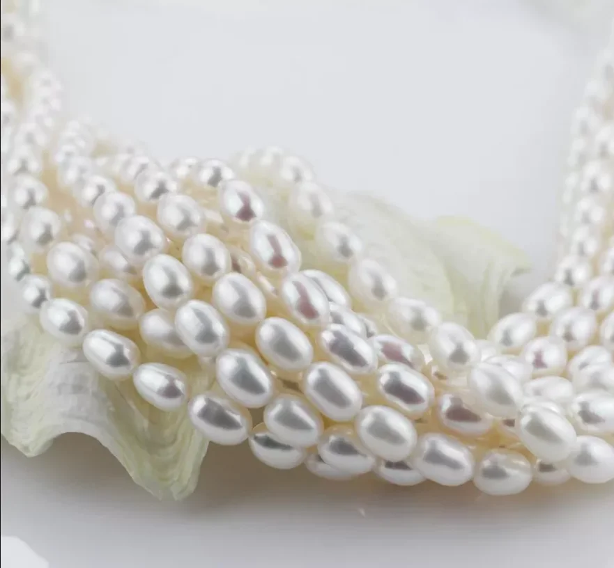 9mm 3A Grade Top quality Rice Shape Natural Fresh Water Pearl  Strand DIY Material