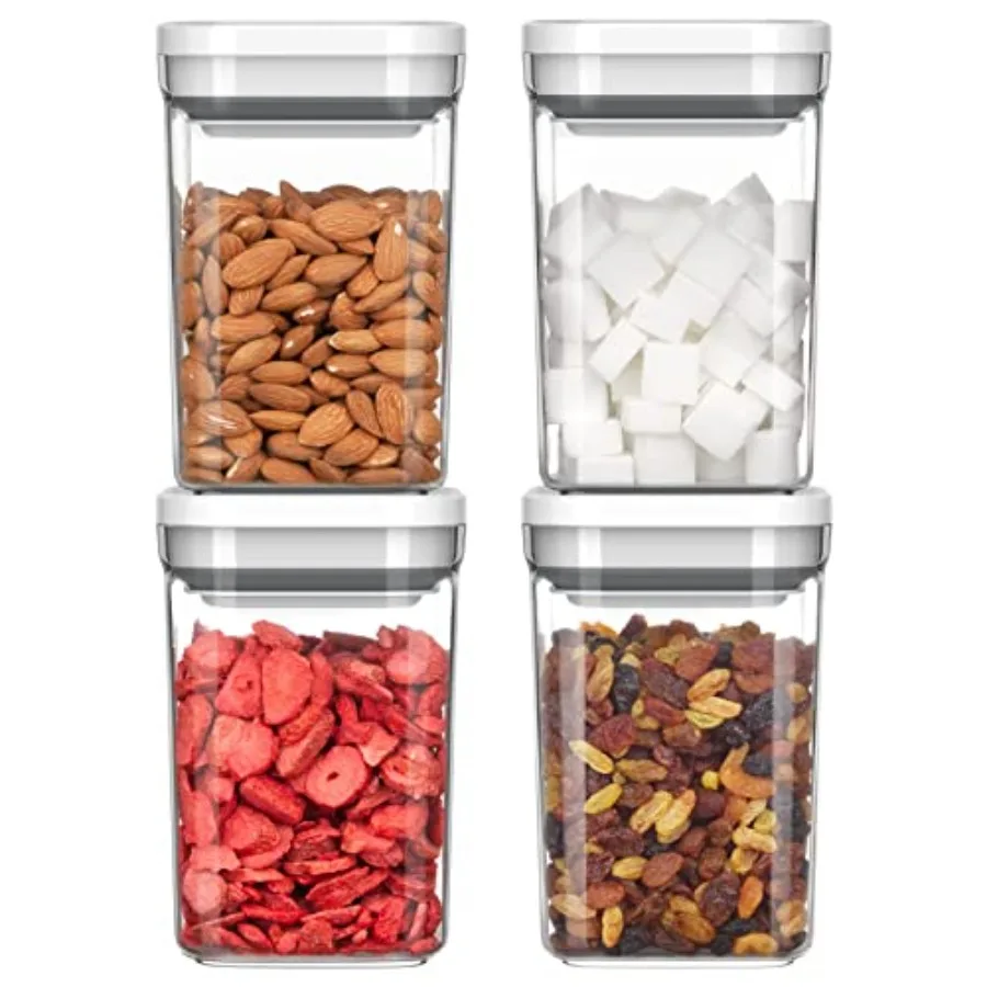 

MR.SIGA 4 Pack Airtight Food Storage Container Set BPA Free Kitchen Pantry Organization Canisters with One-handed Leak Proof Li
